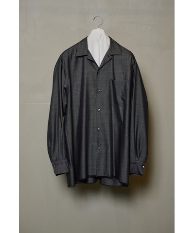 MEN MAATEE & SONS OPEN COLLAR フリンジ HWOOL SILK