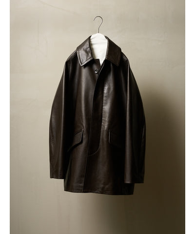 MEN MAATEE & SONS LEATHER HALF COAT 裏カシミア