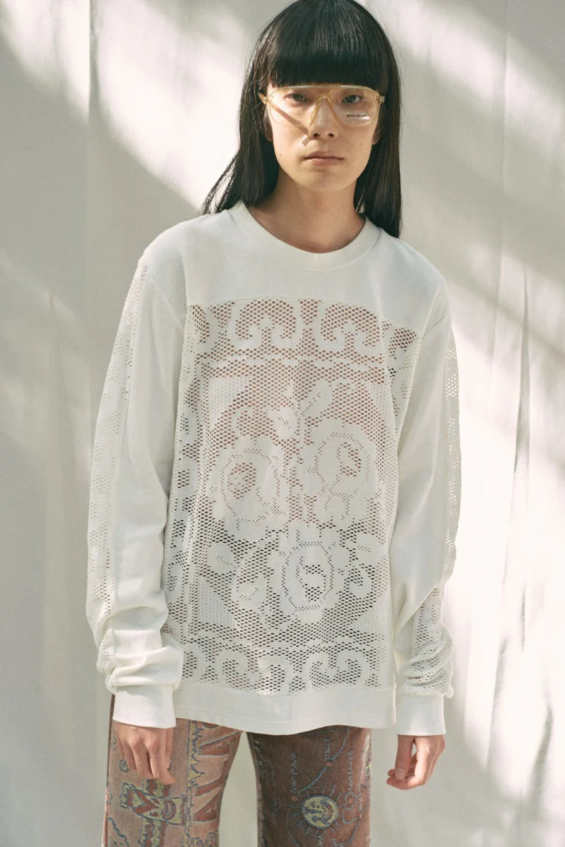 WOMEN jonnlynx/ジョンリンクス mesh flower tee