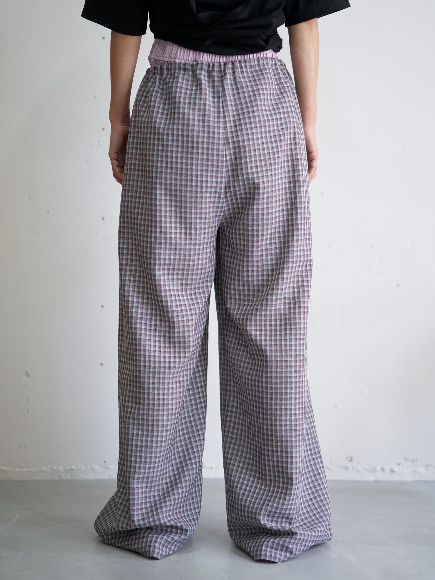 WOMEN oll/オール slow check double waist pants