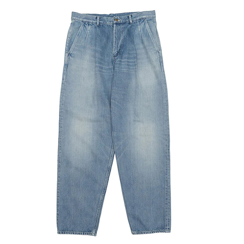 MEN Graphpaper Selvage Denim Two Tuck Tapered Pants INDIGO_LIGHT FADE