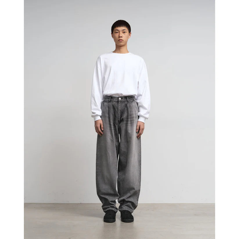 MEN Graphpaper Selvage Denim Two Tuck Tapered Pants BLACK_LIGHT FADE