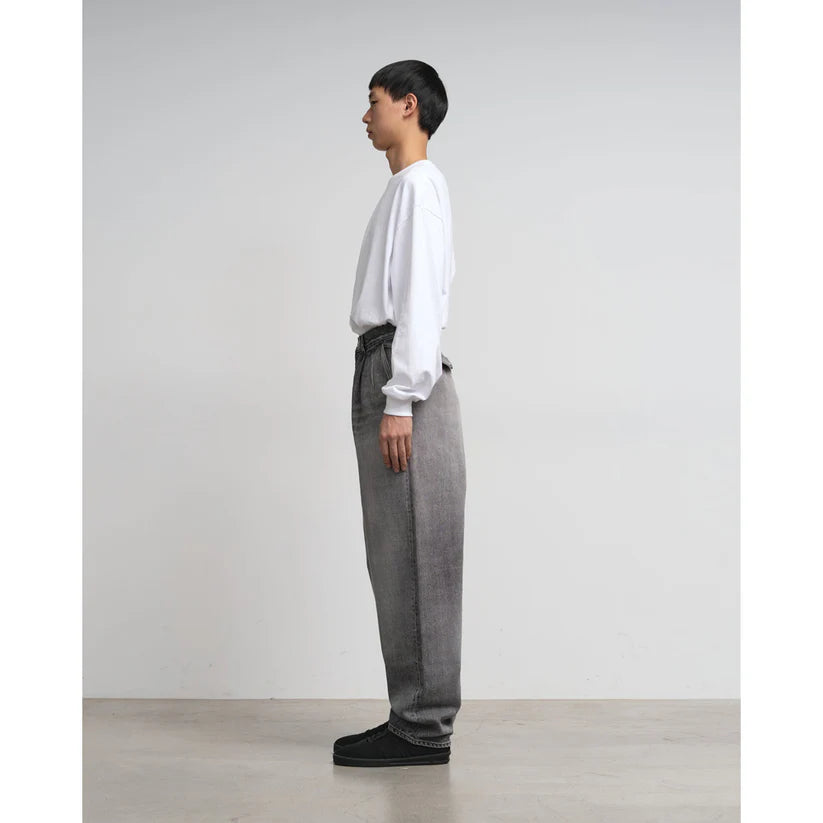 MEN Graphpaper Selvage Denim Two Tuck Tapered Pants BLACK_LIGHT FADE