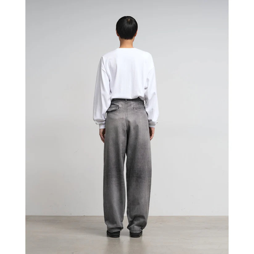 MEN Graphpaper Selvage Denim Two Tuck Tapered Pants BLACK_LIGHT FADE