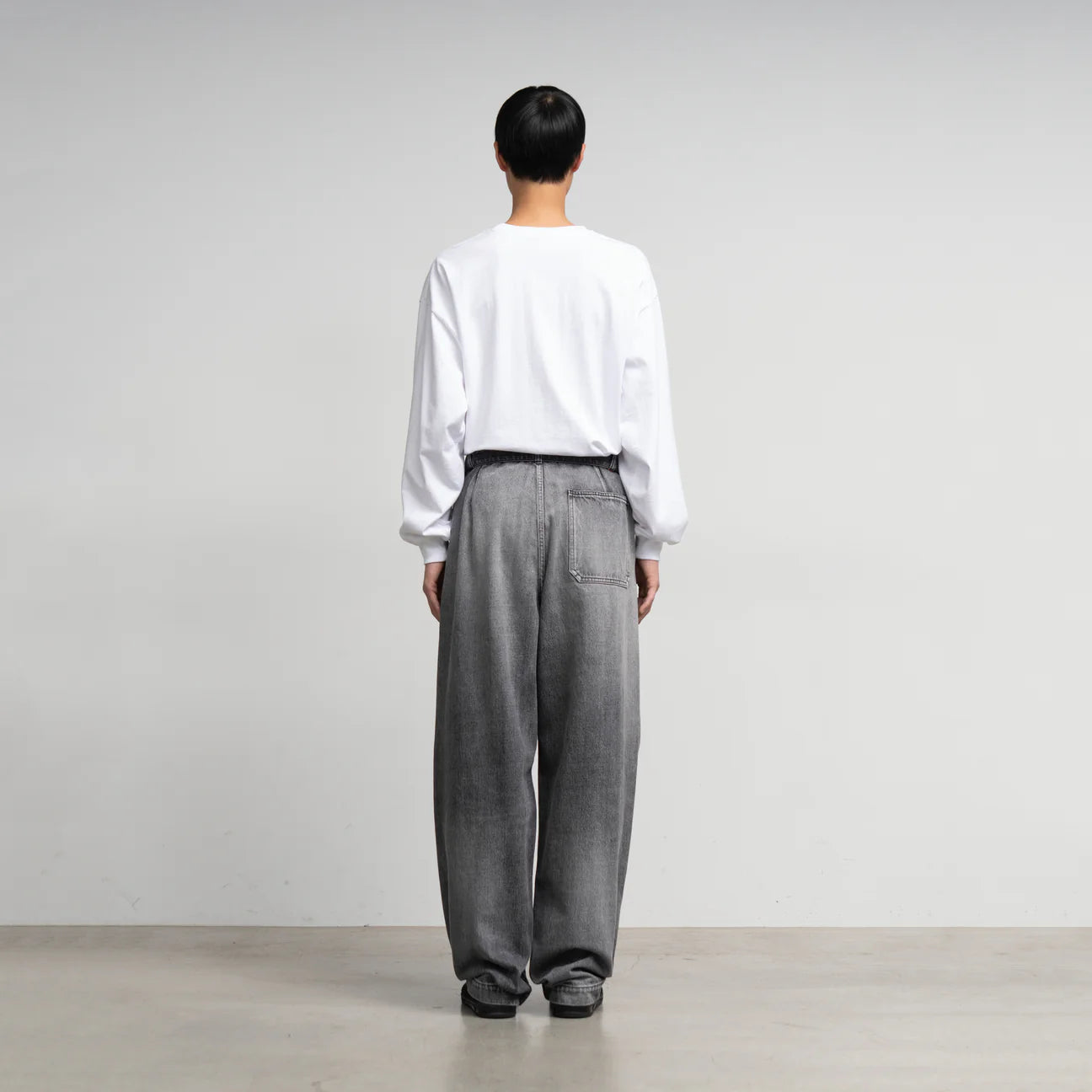 MEN Graphpaper Selvage Denim Belted Pants-BLACK_LIGHT FADE-