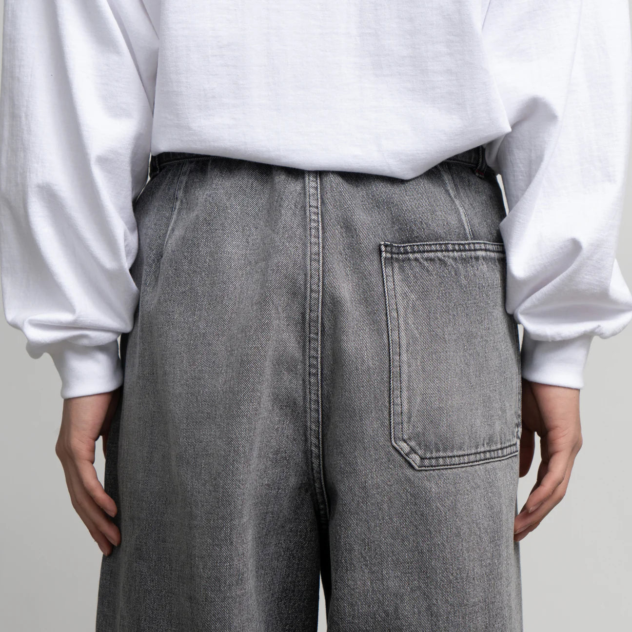 MEN Graphpaper Selvage Denim Belted Pants-BLACK_LIGHT FADE-