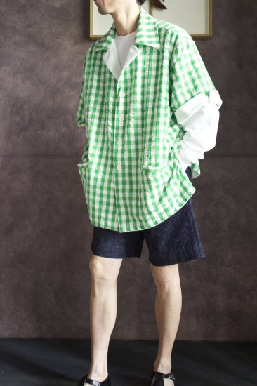 MEN　NAISSANCE /ネサーンス　GINGHAM PILE REVERSIBLE SHIRT