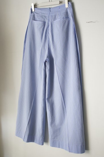 WOMEN IIROT/イロット Cotton Stripe Side Tuck Wide Pants