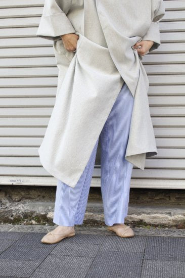 WOMEN IIROT/イロット Cotton Stripe Side Tuck Wide Pants