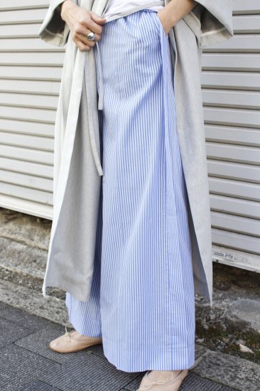 WOMEN IIROT/イロット Cotton Stripe Side Tuck Wide Pants