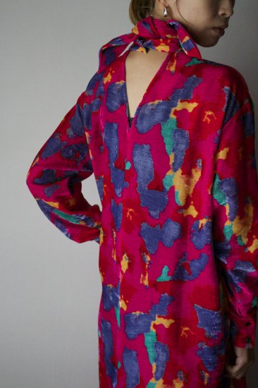 WOMEN　DOMENICO+SAVIO / ドメニコアンドサビオ　Velvet print 2way scarf collar dress