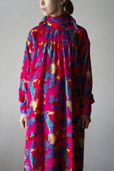 WOMEN　DOMENICO+SAVIO / ドメニコアンドサビオ　Velvet print 2way scarf collar dress