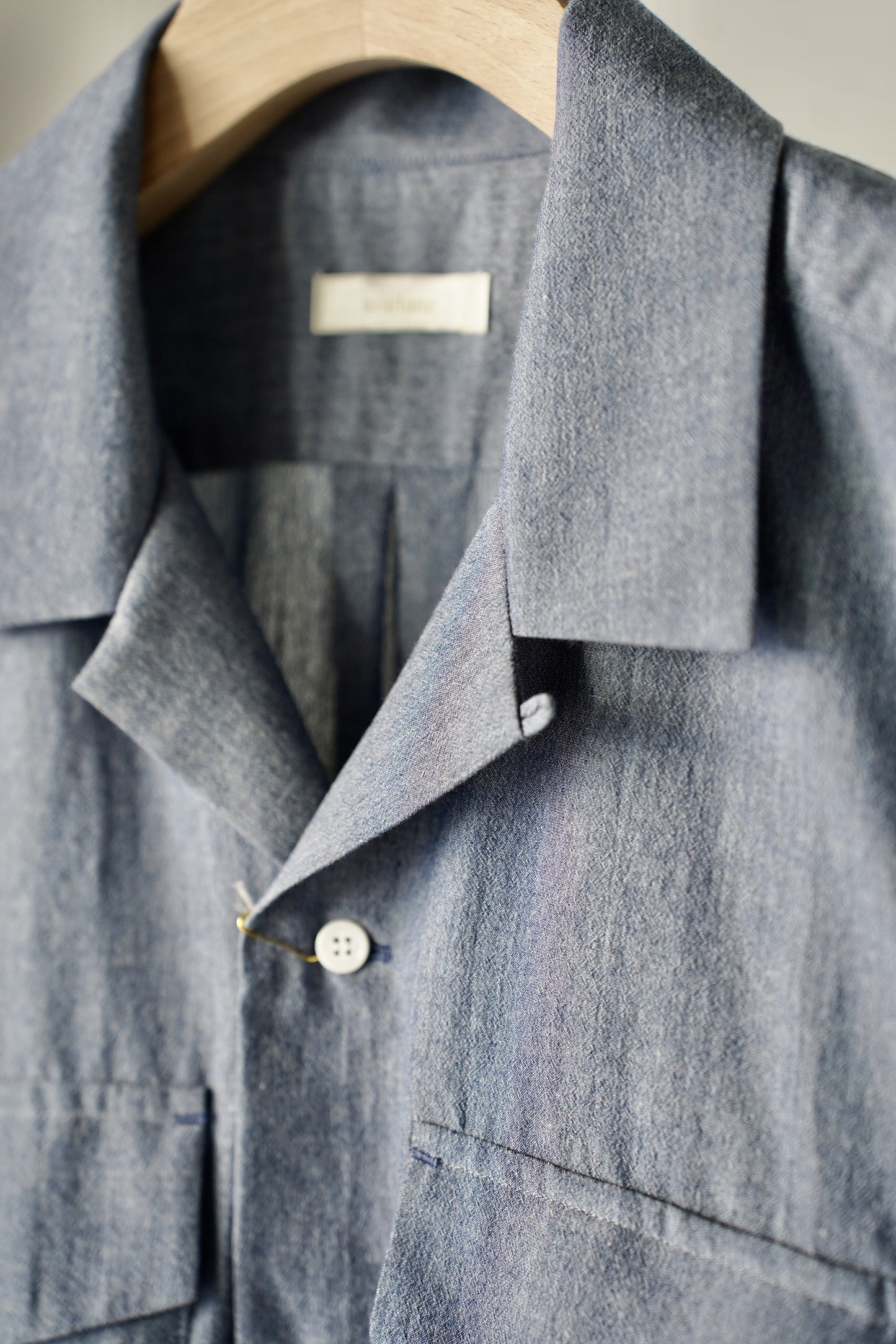 MEN　niuhans / ニュアンス　Dry Touched Cotton Dubgaree Open Collar S/S Shirt