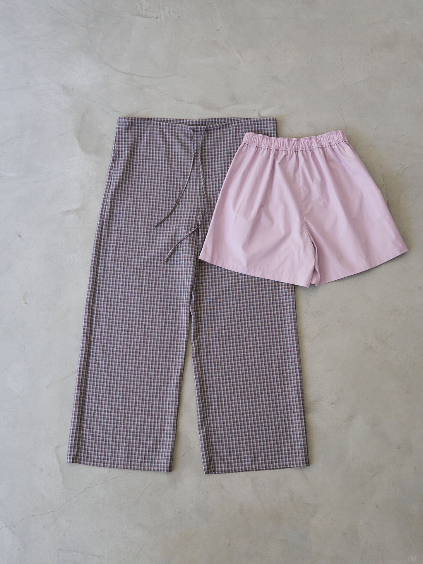 WOMEN　oll/オール　slow check double waist pants