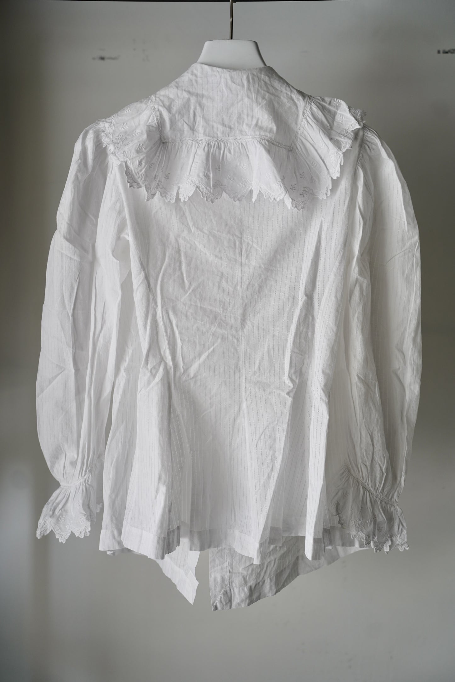 WOMEN　VINTAGE　1900-1920's Antique French Cotton Blouse white #7