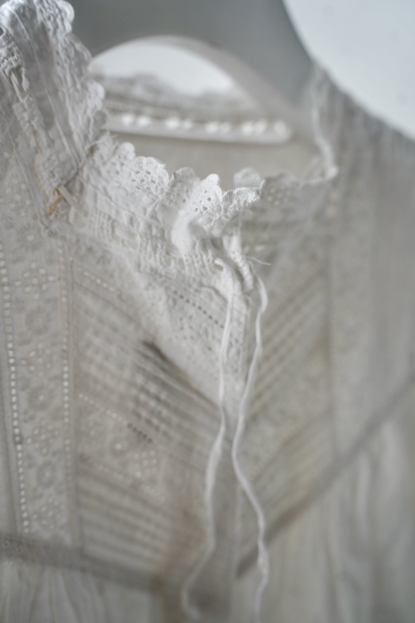 WOMEN　VINTAGE　1900-1920's Antique French Cotton Blouse white #1