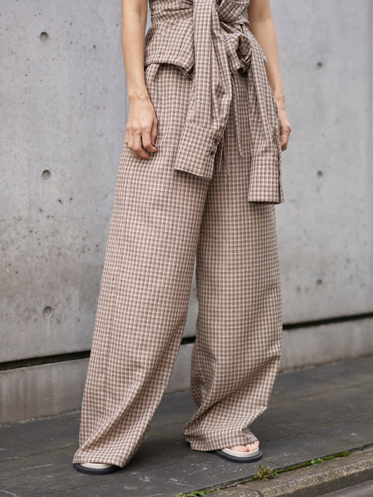 WOMEN　oll/オール　slow check double waist pants