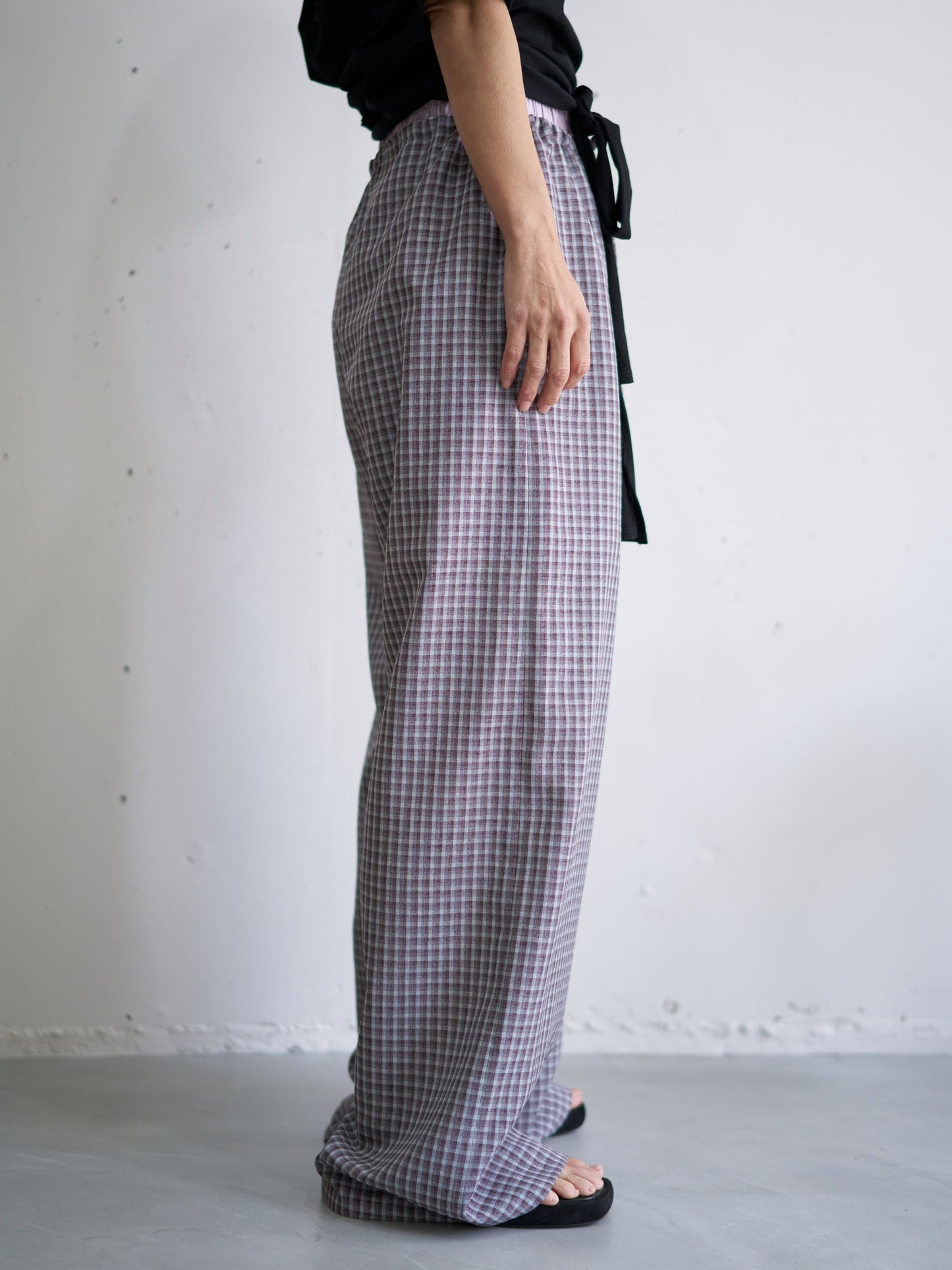 WOMEN　oll/オール　slow check double waist pants