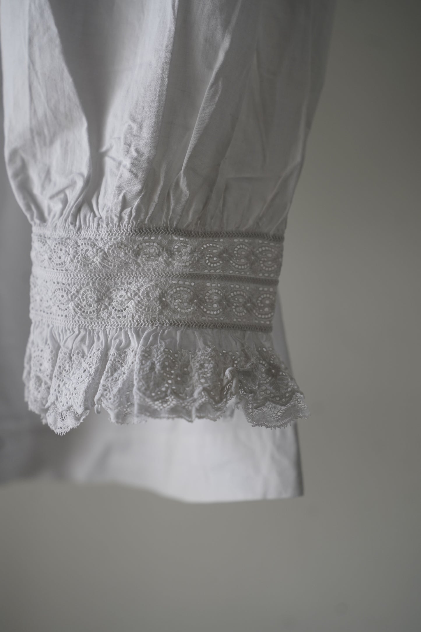 WOMEN　VINTAGE　1900-1920's Antique French Cotton Blouse white #4