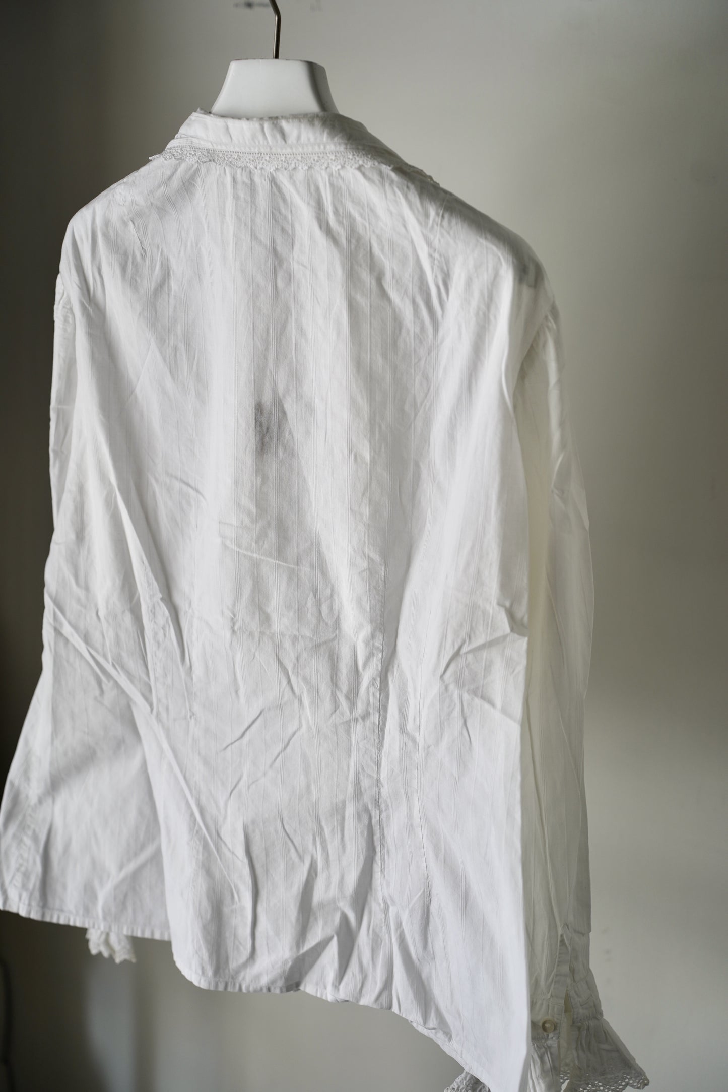 WOMEN　VINTAGE　1900-1920's Antique French Cotton Blouse white #8