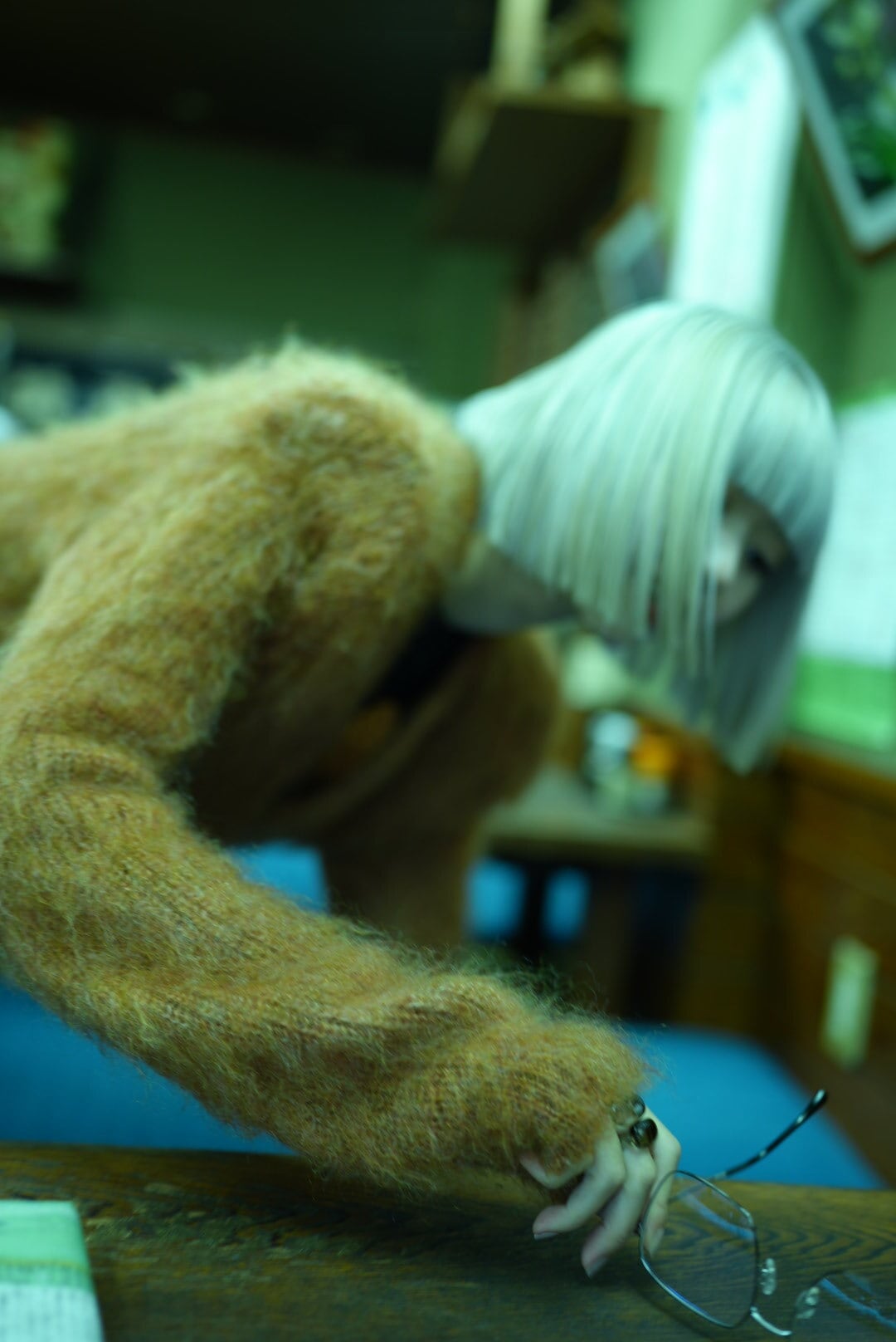 WOMEN　MOON TREE PLANET　Mohair Cardigan orange brown