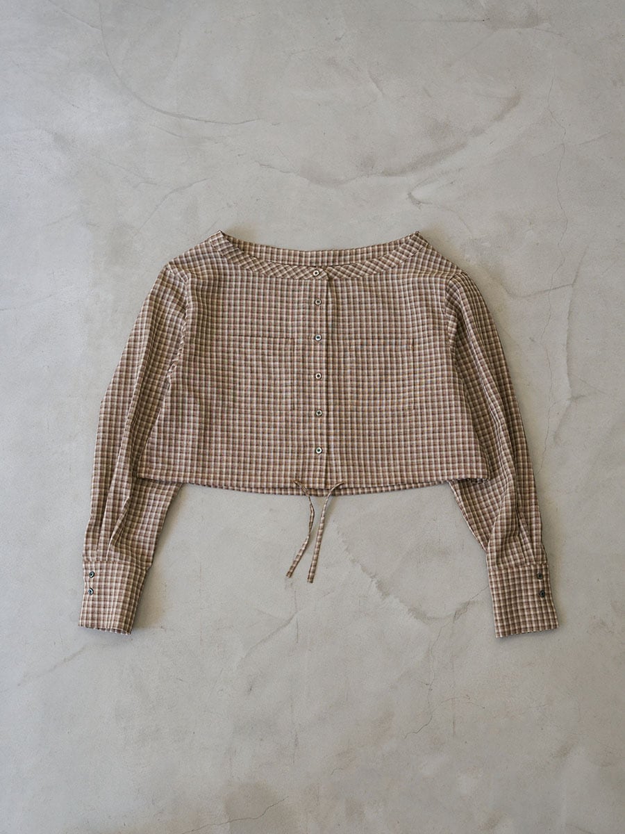 WOMEN　oll/オール　slow off shoulder check shirt