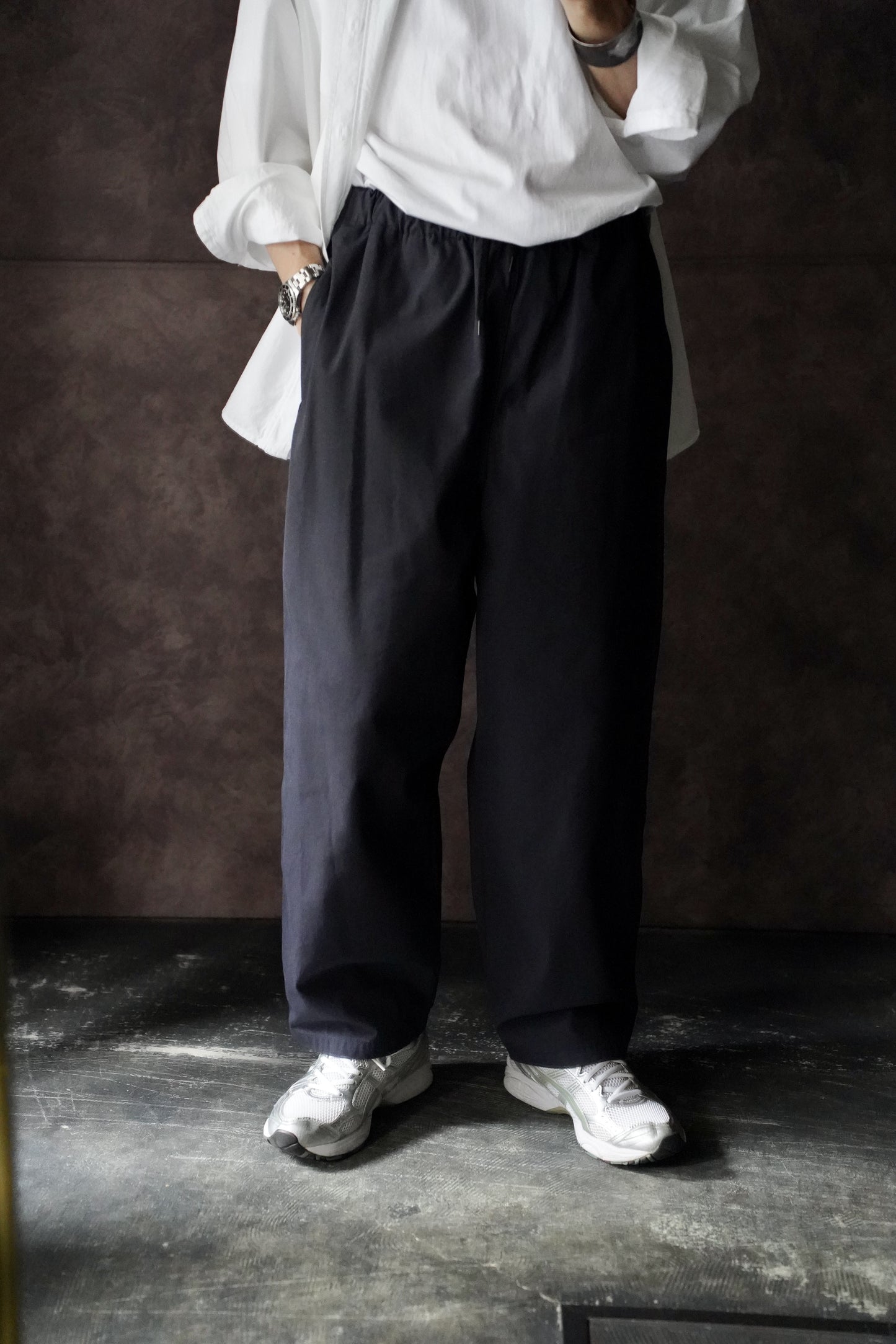 MEN　Y/ ワイ　organic cotton recycle polyester twill tapered easy trousers