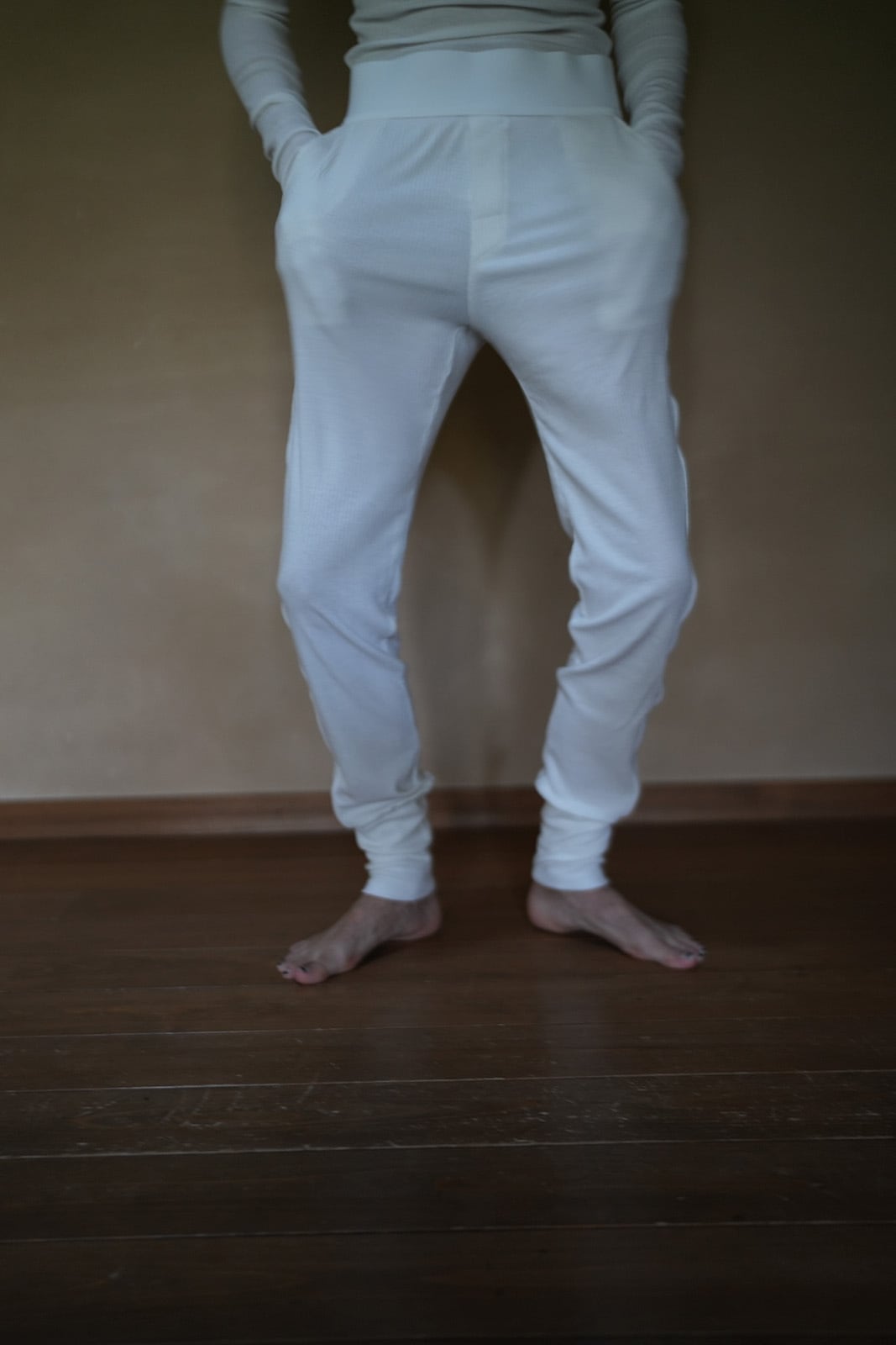 WOMEN　MOON TREE PLANET　line pants cashmere white