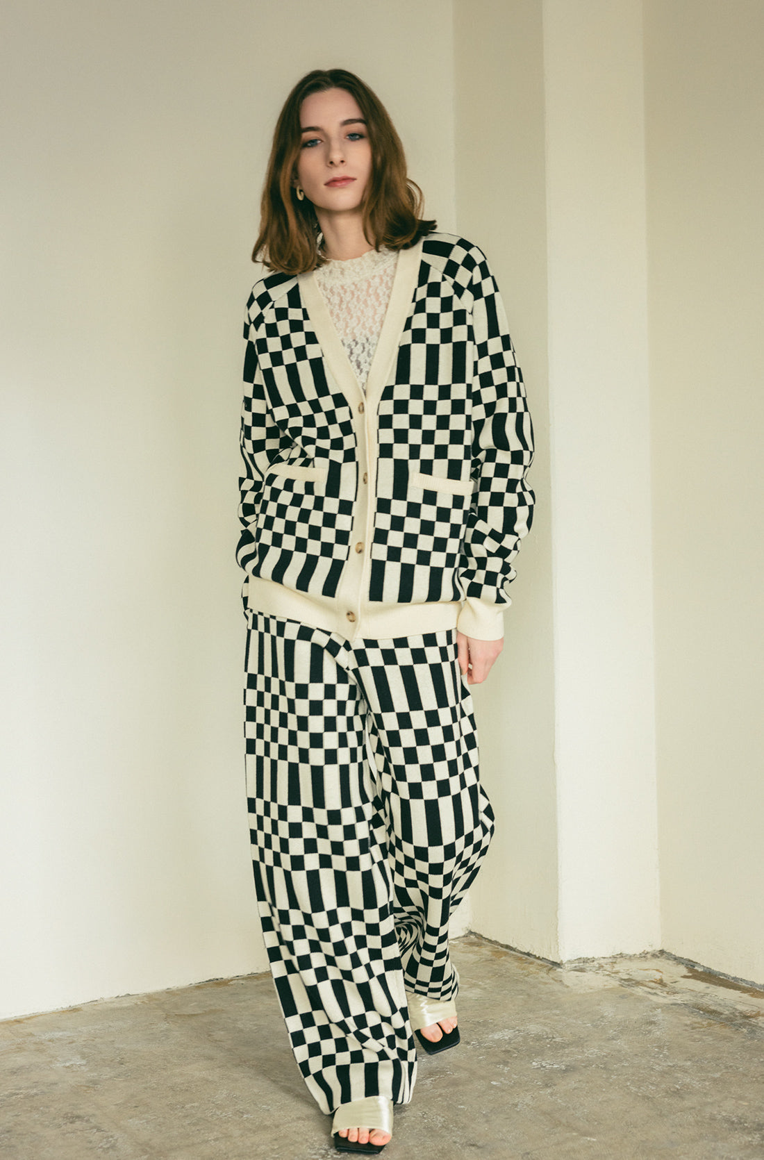 WOMEN　VIOLETTE ROOM　GEOMETRIC DOUBLE KNIT PANTS