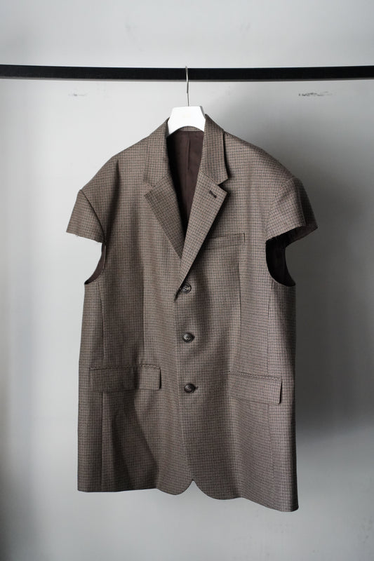 WOMEN　RYU KAGA　Wool flannel cropped chesterfield vest
