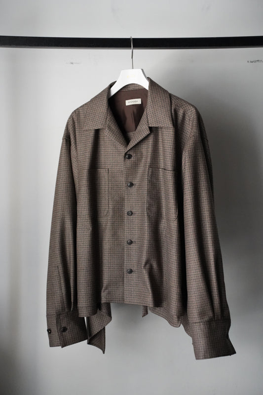 WOMEN　RYU KAGA　Wool flannel open back shirt