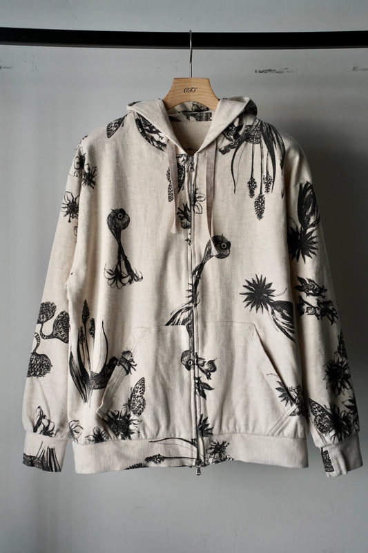 MEN　Kiivu / キフ　ZIP UP HOODED - Drawing Sumi Print Doble + Needle -