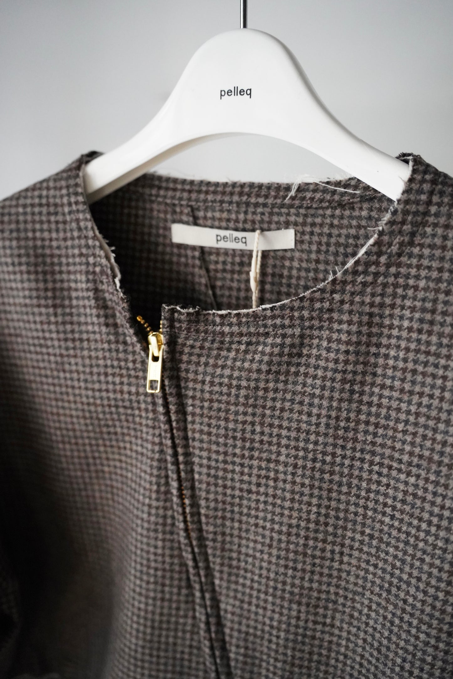 WOMEN　pelleq / ペレック　houndstooth diagonal shirts
