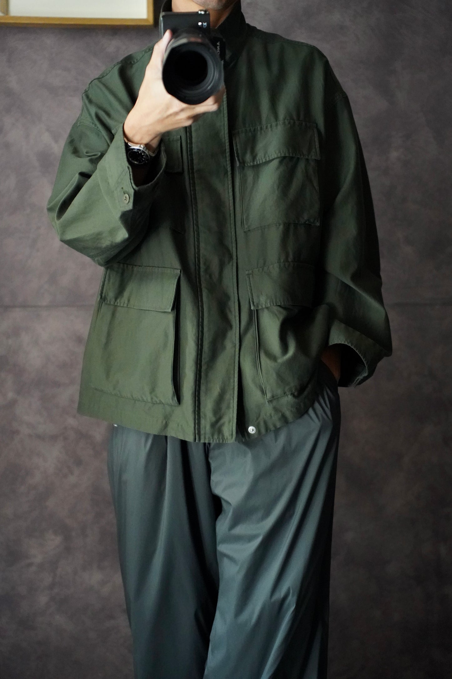 MEN　Graphpaper　Cotton Cupro Back Satin Military Jacket