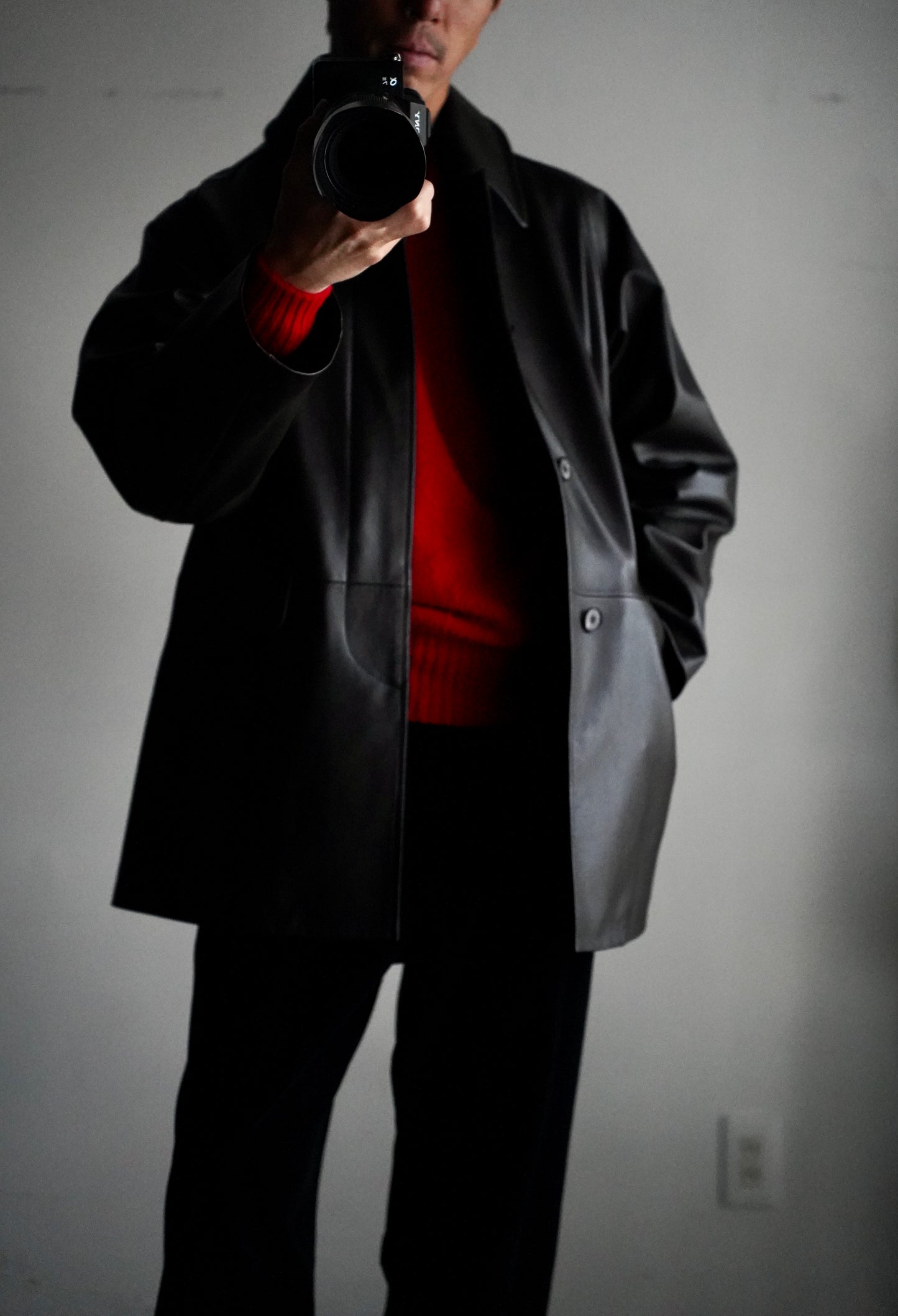 MEN　MAATEE & SONS　LEATHER HALF COAT 裏カシミア