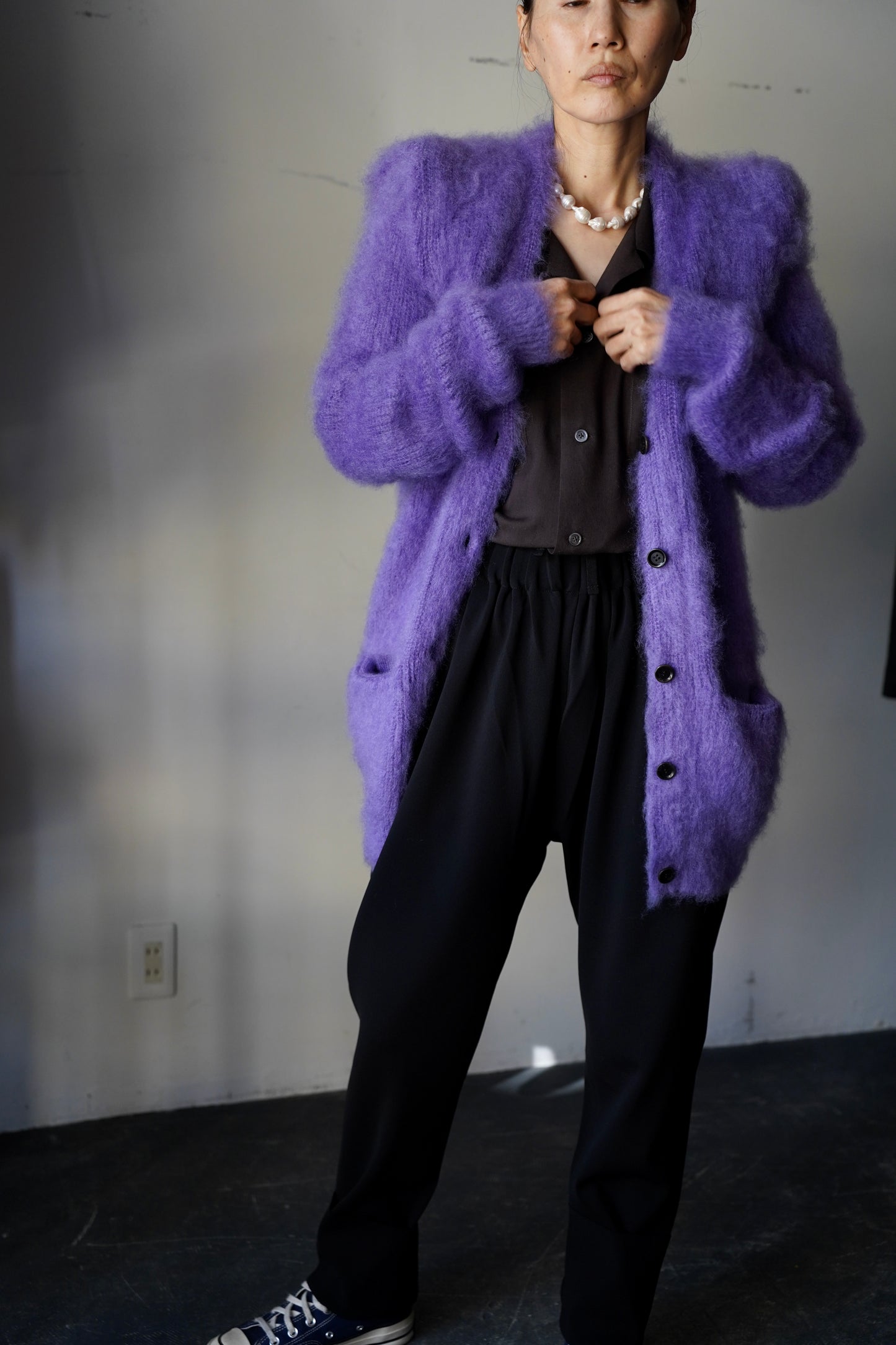 WOMEN　MOON TREE PLANET　Mohair Cardigan purple