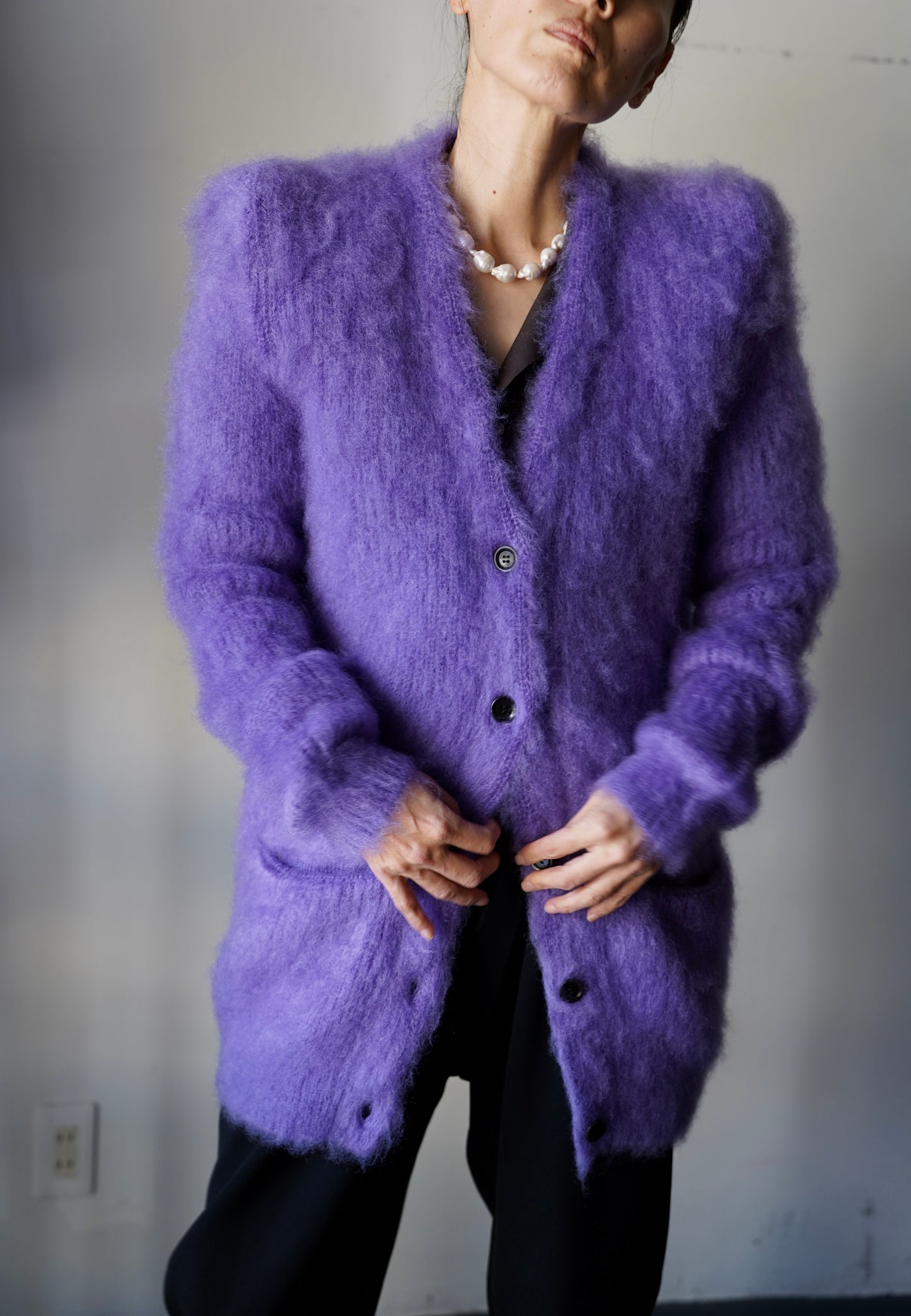 WOMEN　MOON TREE PLANET　Mohair Cardigan purple