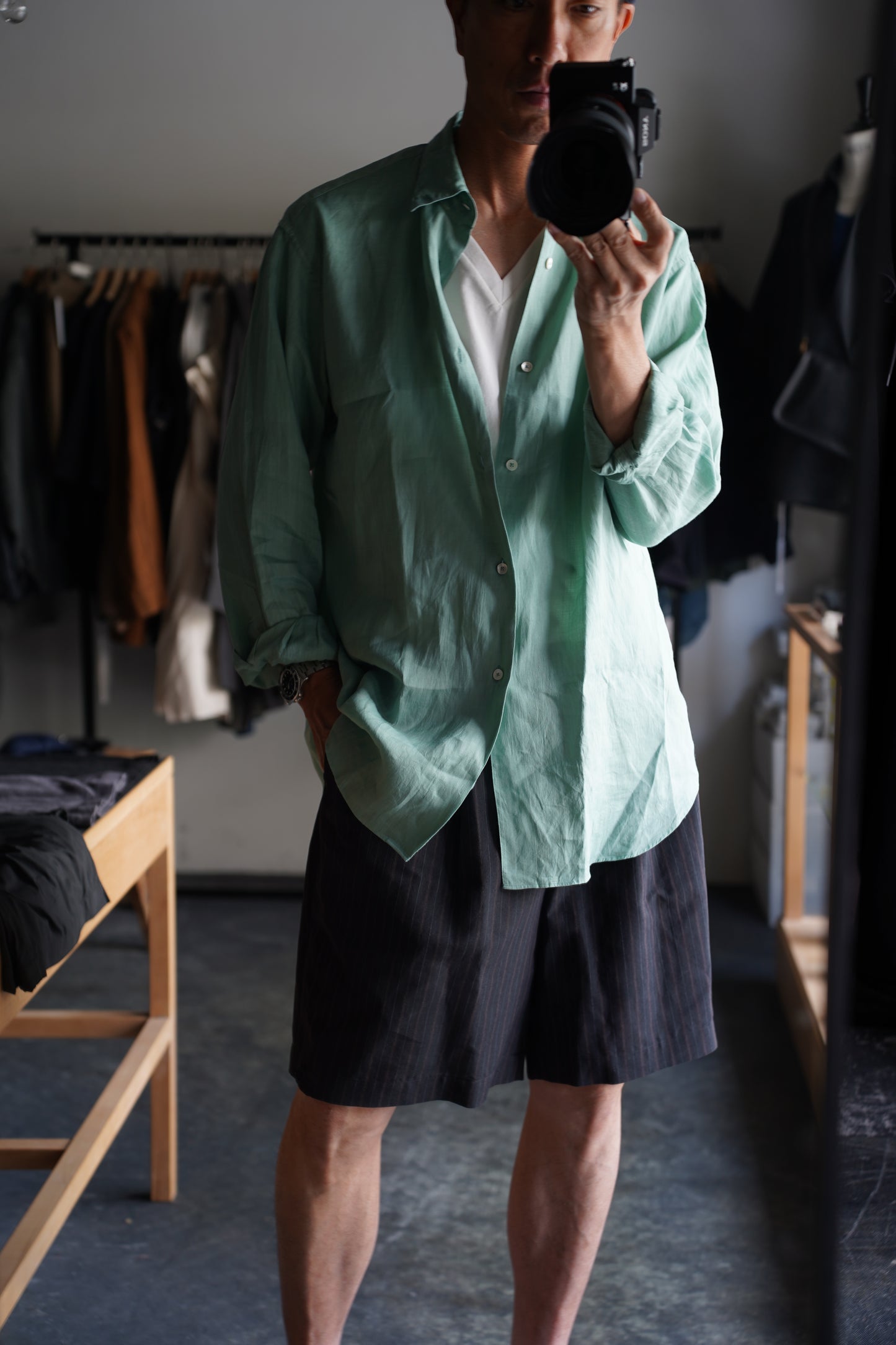 MEN　MAATEE & SONS　SHORT TROUSER / 強撚R,LI,PE