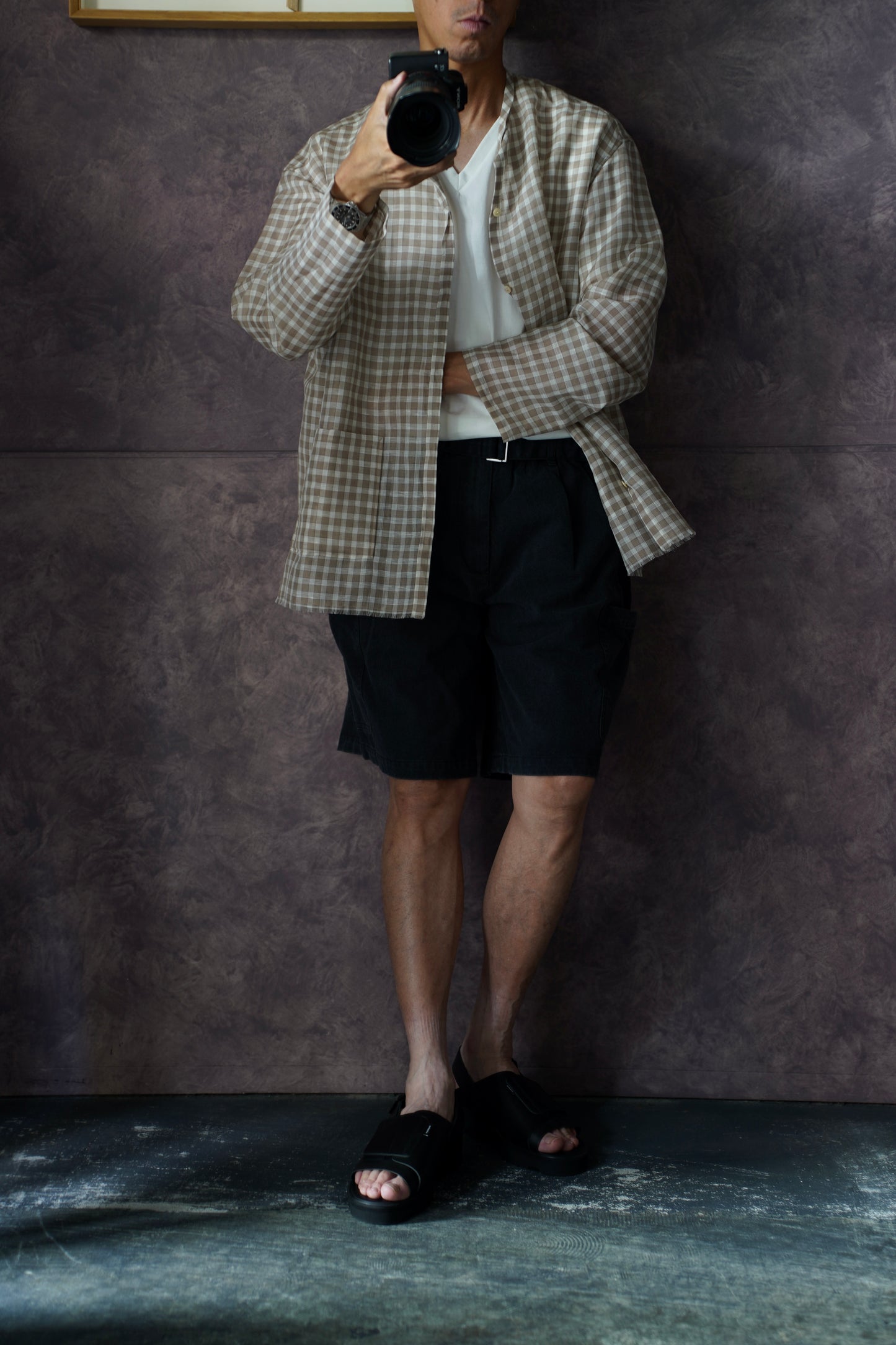MEN　alvana / アルヴァナ 　BLACK TWILL CARGO SHORTS