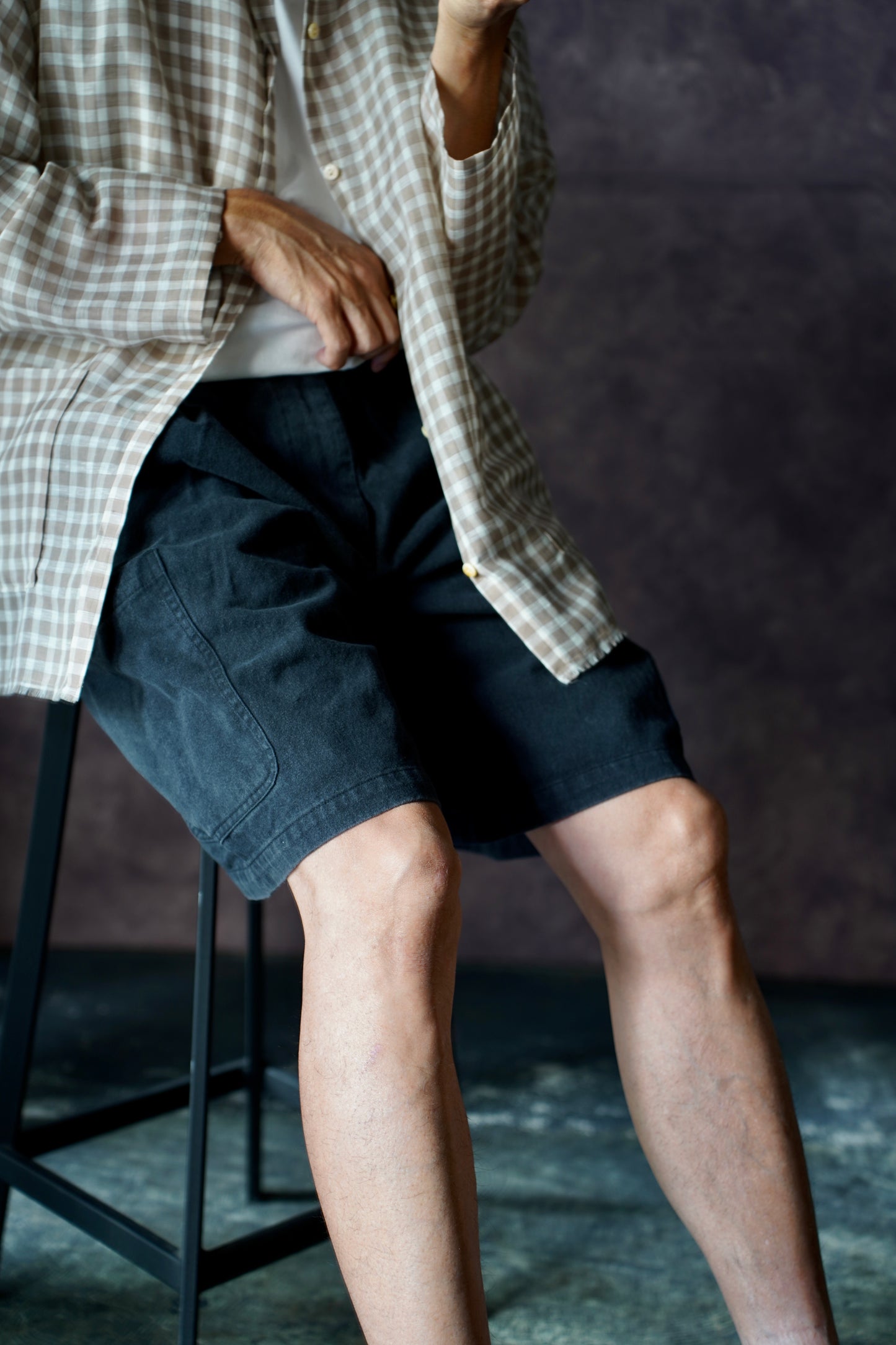 MEN　alvana / アルヴァナ 　BLACK TWILL CARGO SHORTS