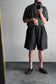 MEN　sillage/シアージ　circular fatigue shorts black denim one wash