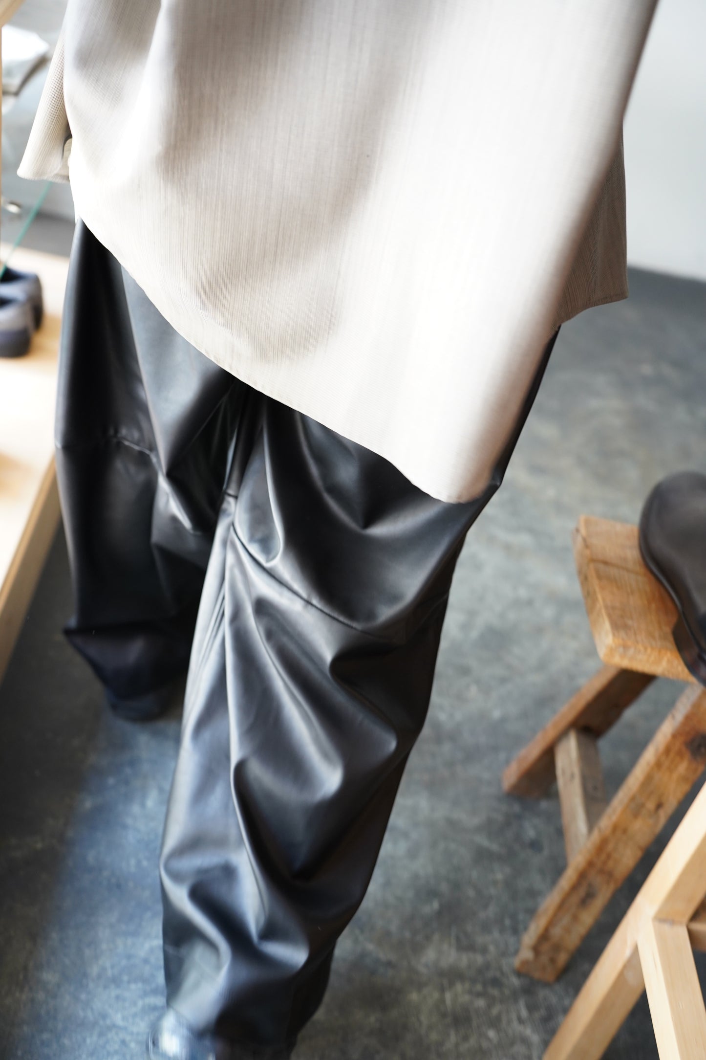 WOMEN　IIROT/イロット　Synthetic Leather Wide Trousers  Black