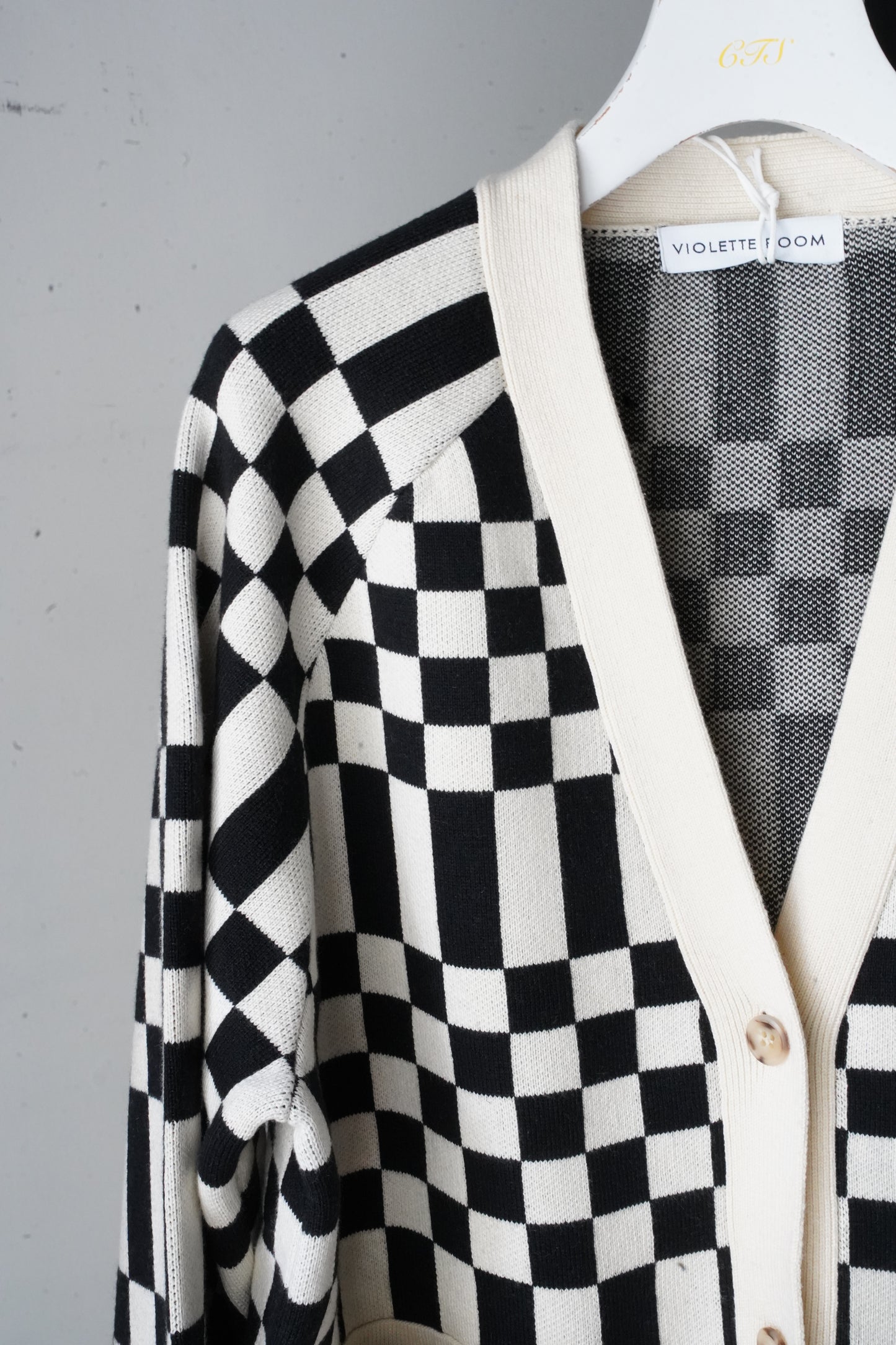 WOMEN　VIOLETTE ROOM　BLOCK CHECK KNIT C/GN