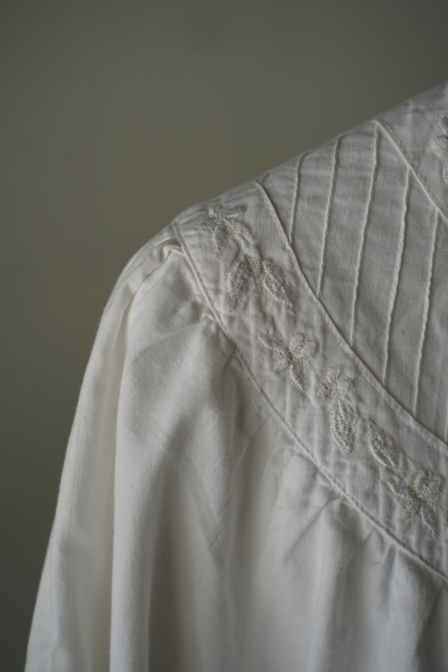 WOMEN　VINTAGE　1900-1920's Antique French Cotton Blouse white #2