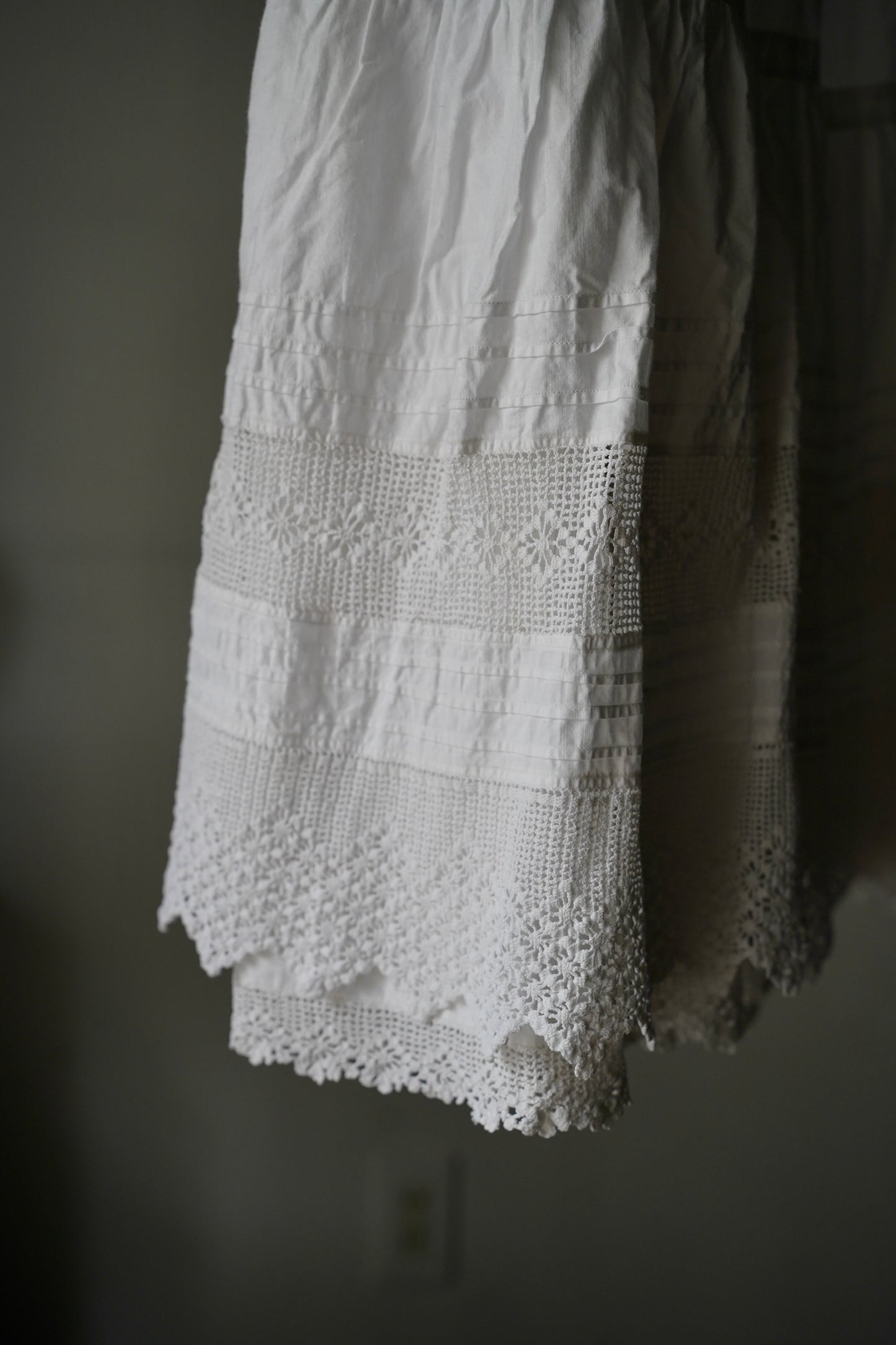 WOMEN　VINTAGE　1920's Antique French Cotton Skirt white #1