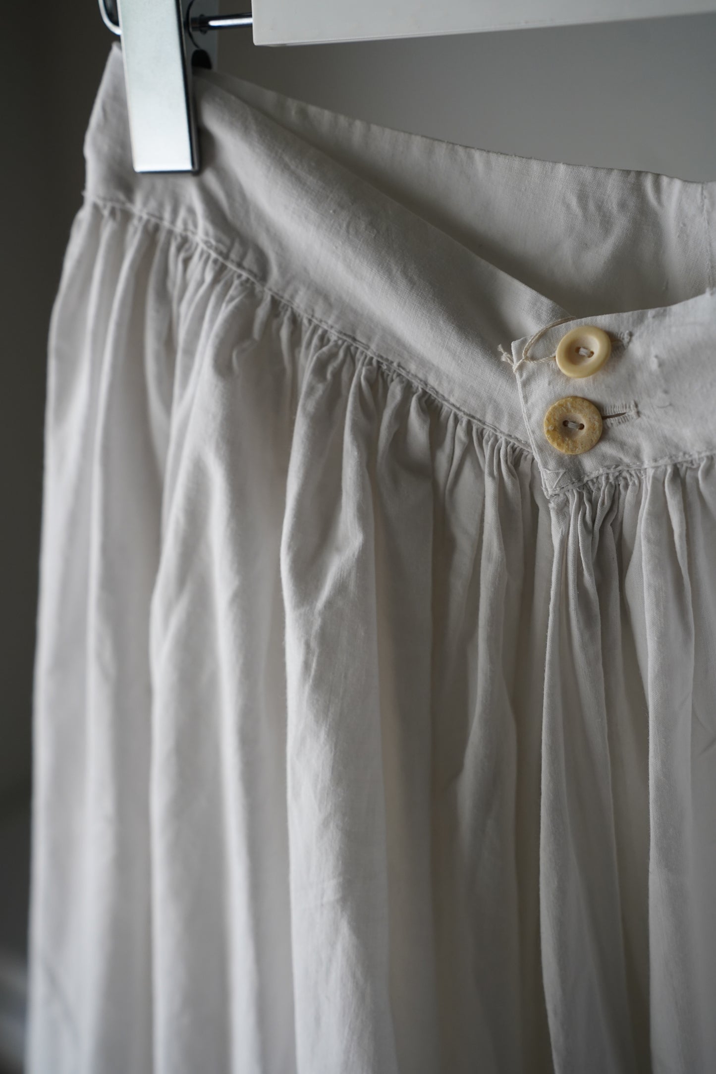 WOMEN　VINTAGE　1920's Antique French Cotton Skirt white #2