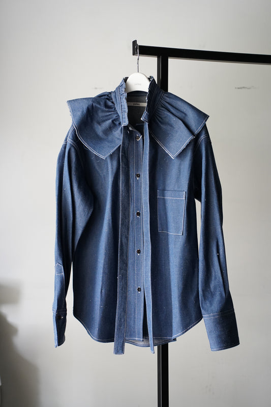 WOMEN　pelleq / ペレック　FRILLED DENIM  SHIRT