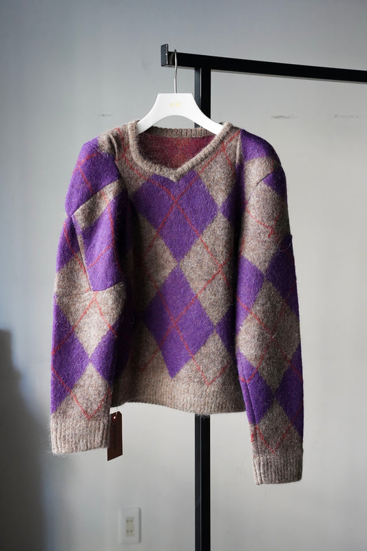 WOMEN　jonnlynx/ジョンリンクス　lumpy argyle pullover