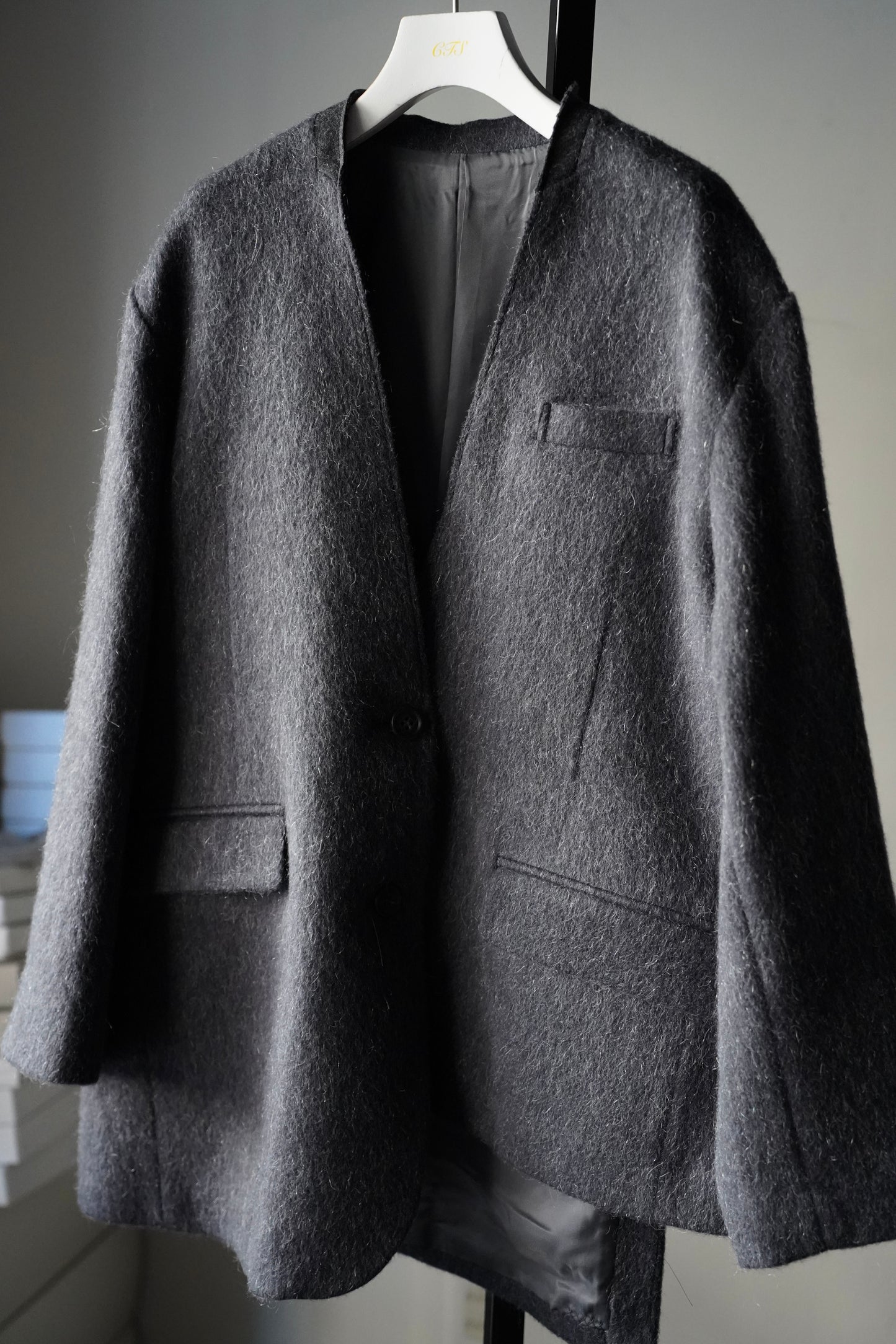 WOMEN　RYU KAGA　Mohair Shaggy Lapel Collar Jacket