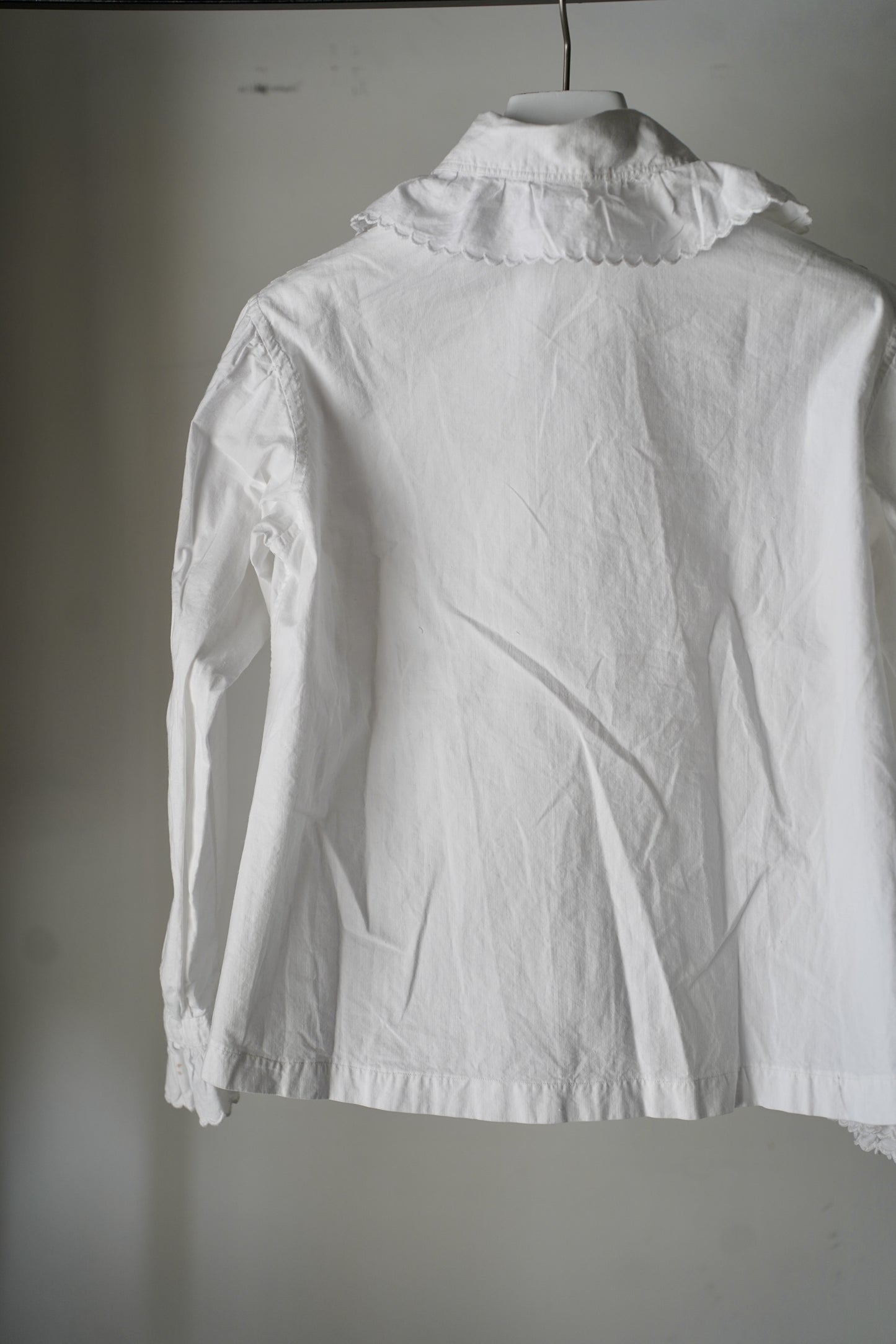 WOMEN　VINTAGE　1900-1920's Antique French Cotton Blouse white #3